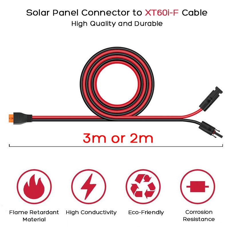 Kabel Panel Surya 3m 2m ke XT6 - Solar Generator ulasan dan harga